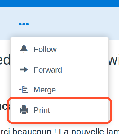 The Print item in the conversation menu