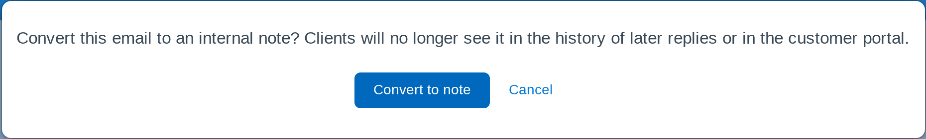 The confirmation before converting